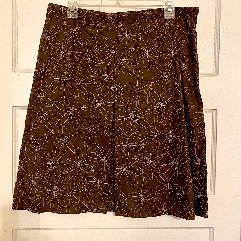 New York & Company Skirt Brown Floral Size 12 NWT